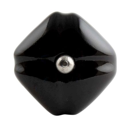 Solid Black Mediium Square Ceramic Wine Bottle Stopper